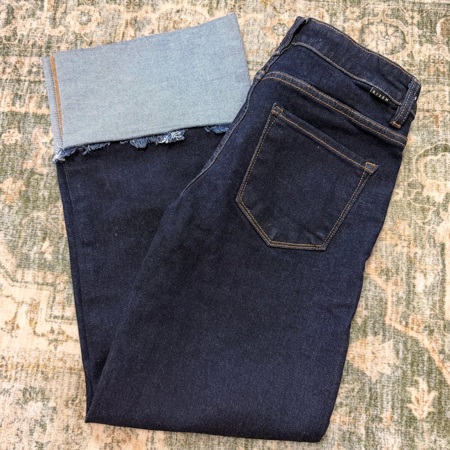 Risen 3/26 dark wash cropped cuffed jeans