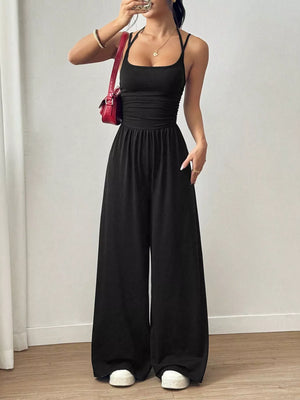 Spaghetti Strap Wide Leg Jumpsuit