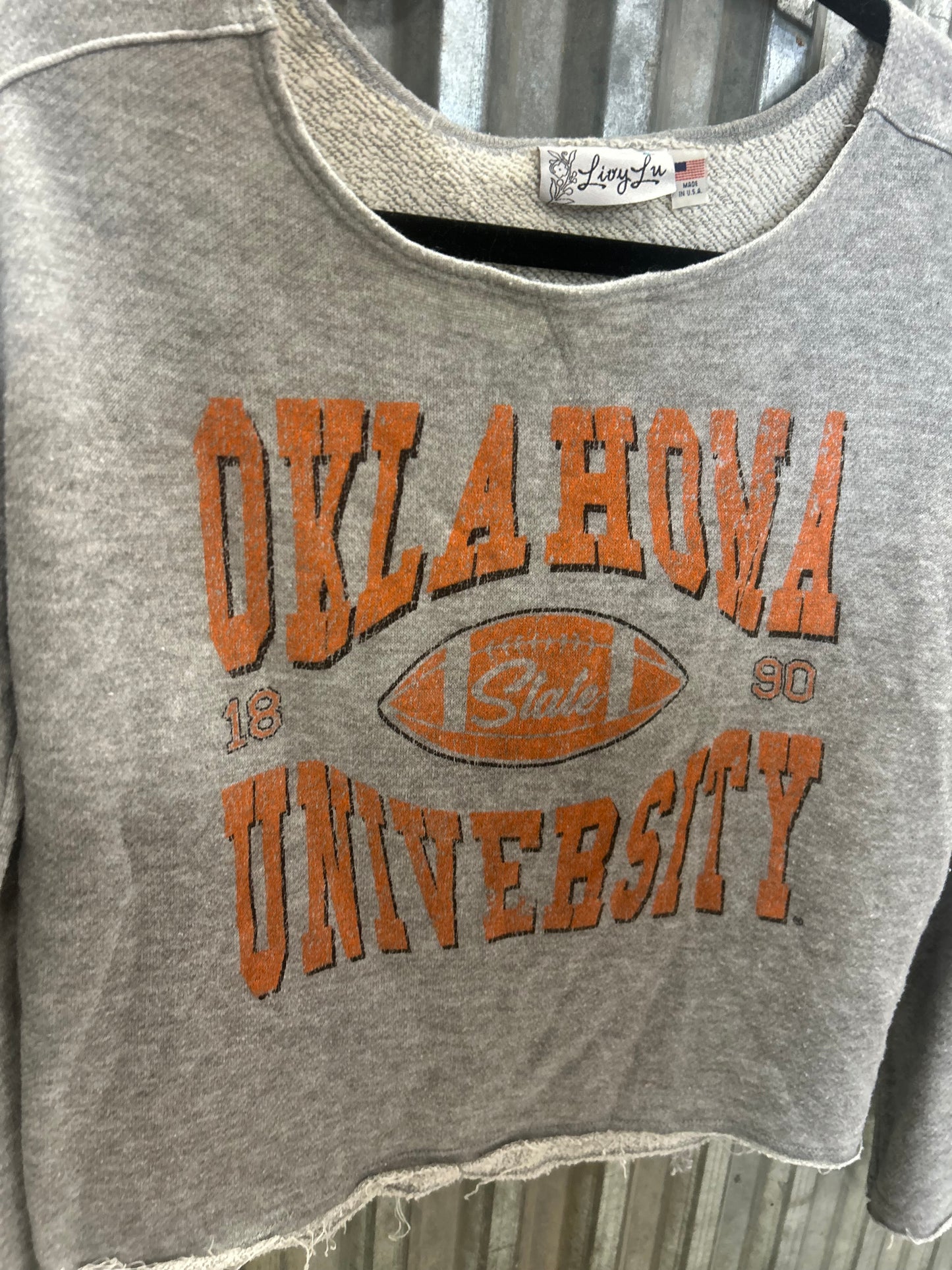 Livy Lu OSU Cropped Sweater fits a medium