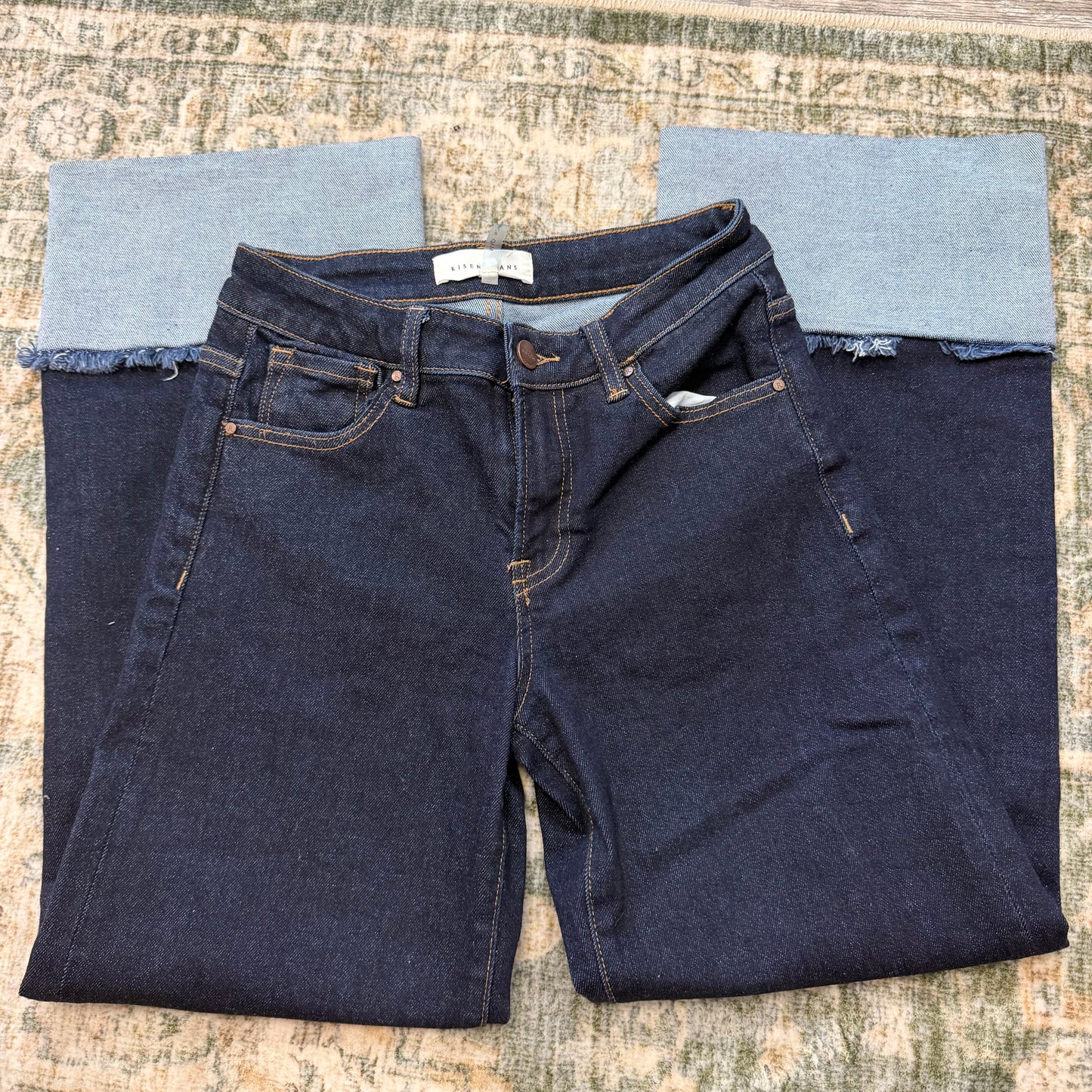 Risen 3/26 dark wash cropped cuffed jeans