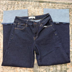 Risen 3/26 dark wash cropped cuffed jeans